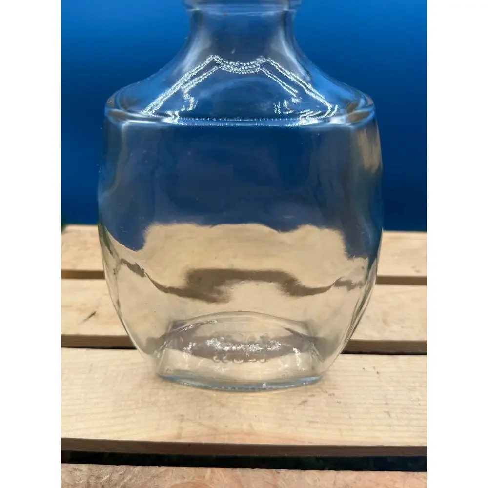 Vintage Clear Glass Whiskey Liquor Decanter with Original Cork Stopper-Mid-Cent